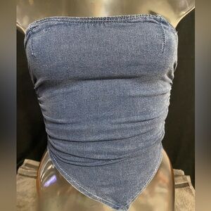 SHEIN Denim Blue Strapless Top